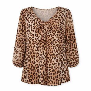 NWT GODDESS Brown Beige Leopard Top Size 3X